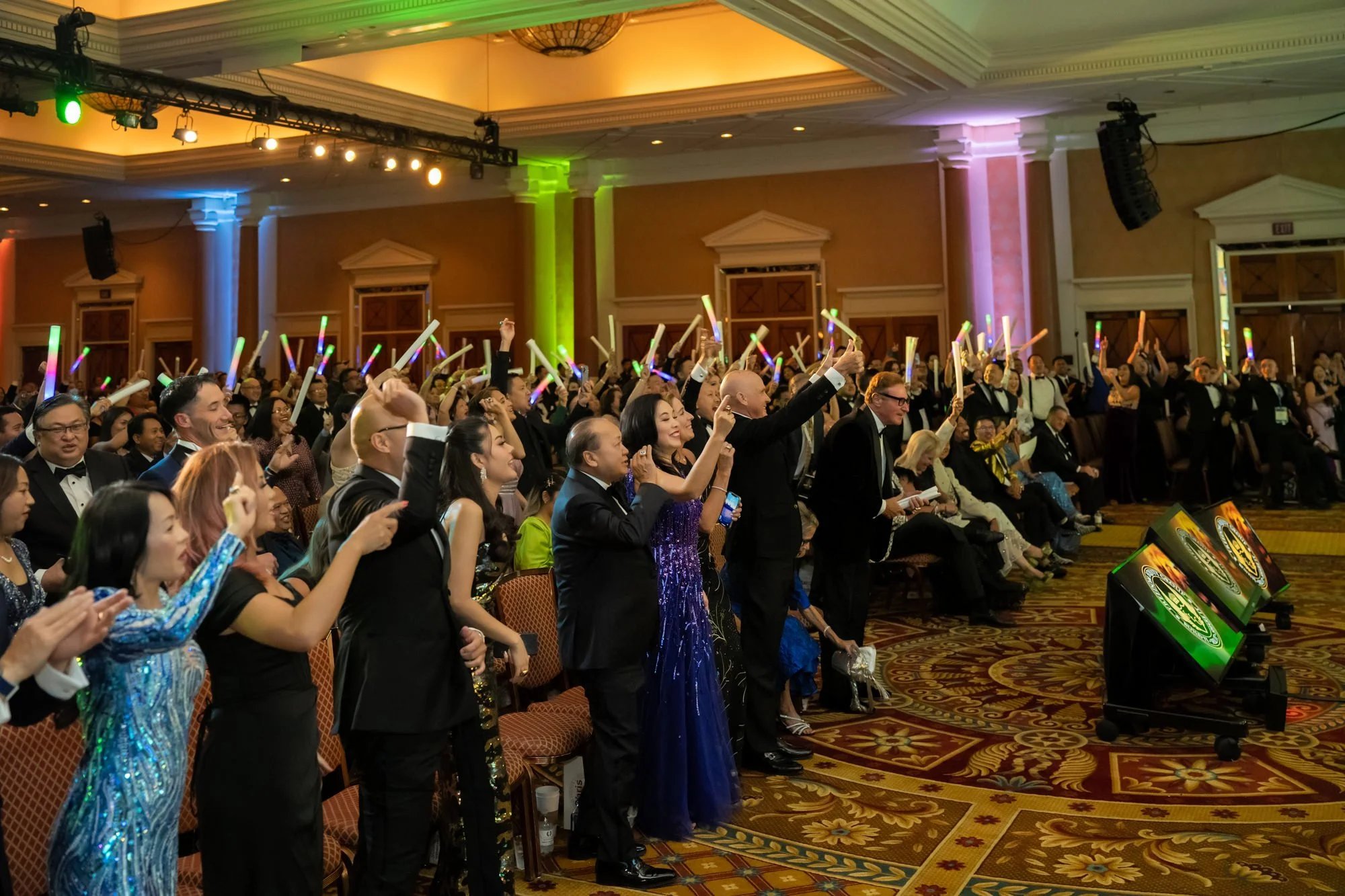 Corporate gala with glow sticks at Caesars Palace, Las Vegas