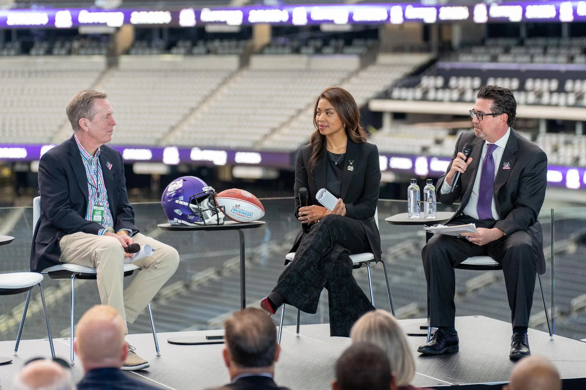 Corporate panel discussion inside Allegiant Stadium, Las Vegas